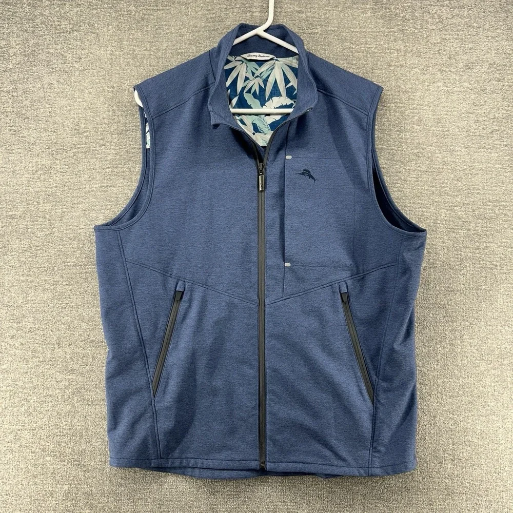 Tommy Bahama Golf Vest Men Size Medium Blue Full Zip
